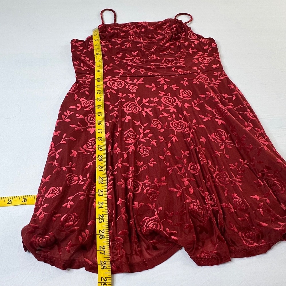 Y2K Fairy Grunge Romantic Goth Prom Mini Dress Sz Large Floral Velvet Burnout - Picture 4 of 8